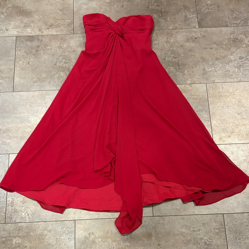 David’s Bridal Elegant Red Strapless Dress